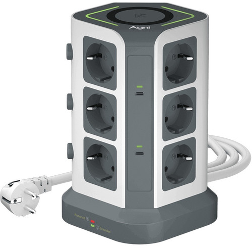 Купить Сетевой фильтр AGNI TP-VG6U12E-C-W серый  9289246. Характеристики, отзывы и цены в Донецке