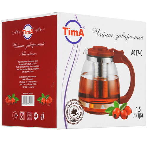 Купить Чайник заварочный TimA Шиповник А017-C прозрачный  9149996. Характеристики, отзывы и цены в Донецке