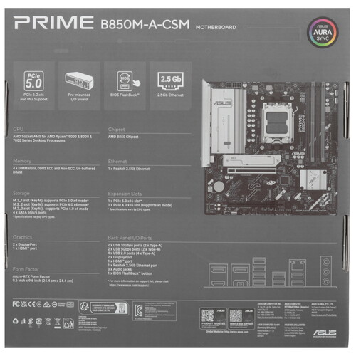 Купить Материнская плата ASUS PRIME B850M-A-CSM  5631995. Характеристики, отзывы и цены в Донецке