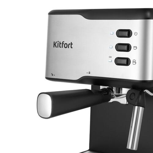 Купить Кофеварка рожковая Kitfort КТ-7233 серебристый  9097086. Характеристики, отзывы и цены в Донецке