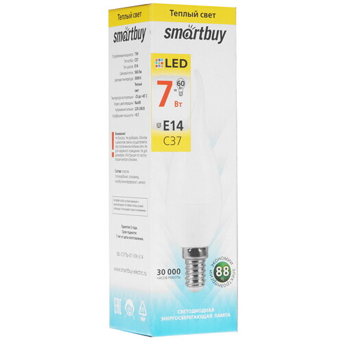 Купить Лампа светодиодная Smartbuy SBL-C37Tip-07-30K-E14  9105004. Характеристики, отзывы и цены в Донецке