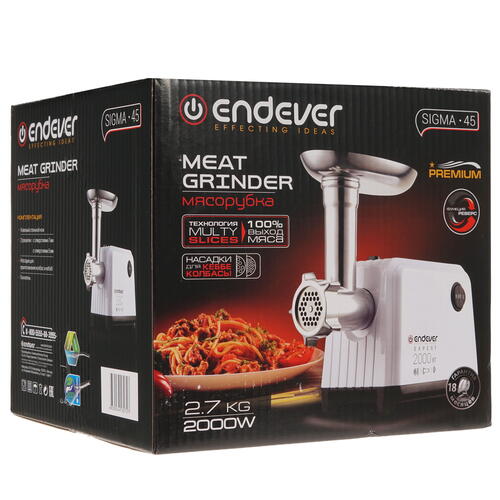 Купить Мясорубка электрическая Endever Sigma 45 белый  8141718. Характеристики, отзывы и цены в Донецке