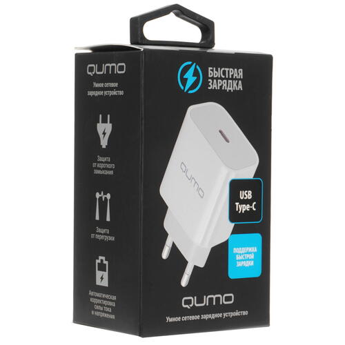 Купить Сетевое зарядное устройство QUMO Energy Light белый  5076622. Характеристики, отзывы и цены в Донецке