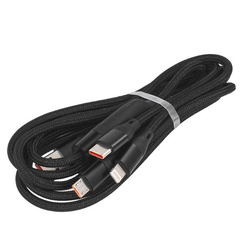 Купить Кабель круглый Hoco Lightning 8-pin, micro USB, USB Type-C - USB 2.0 Type-A черный 1.2 м  9244491. Характеристики, отзывы и цены в Донецке