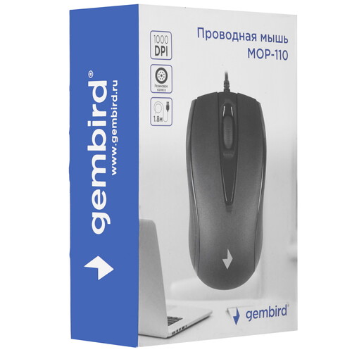 Купить Мышь проводная Gembird MOP-110  черный  9059911. Характеристики, отзывы и цены в Донецке