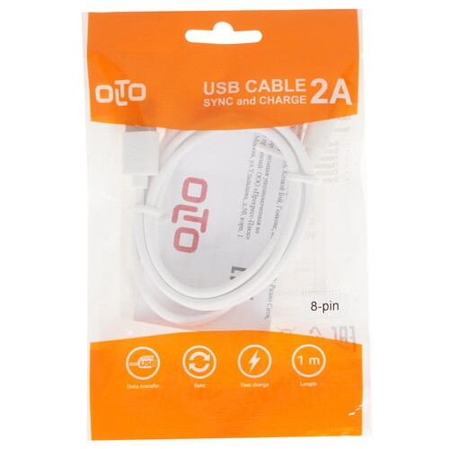 Купить Кабель круглый Olto Lightning 8-pin - USB 2.0 Type-A белый 1 м  8107394. Характеристики, отзывы и цены в Донецке
