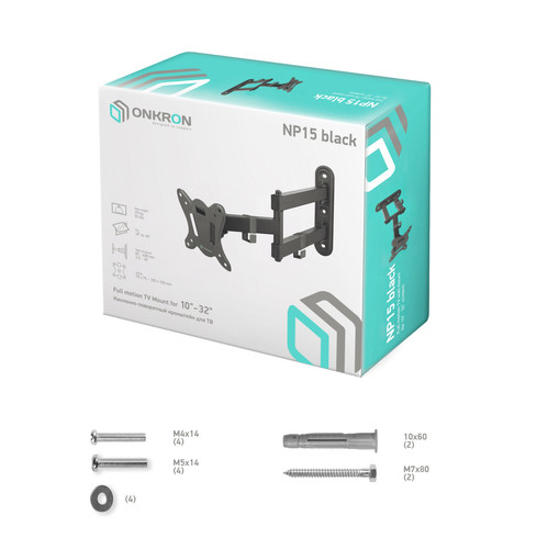 Купить Кронштейн для ТВ ONKRON NP15 черный  4830290. Характеристики, отзывы и цены в Донецке