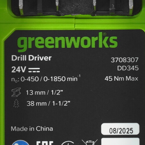 Купить Дрель-шуруповерт Greenworks DD345 24V без ЗУ, без АКБ  9305490. Характеристики, отзывы и цены в Донецке