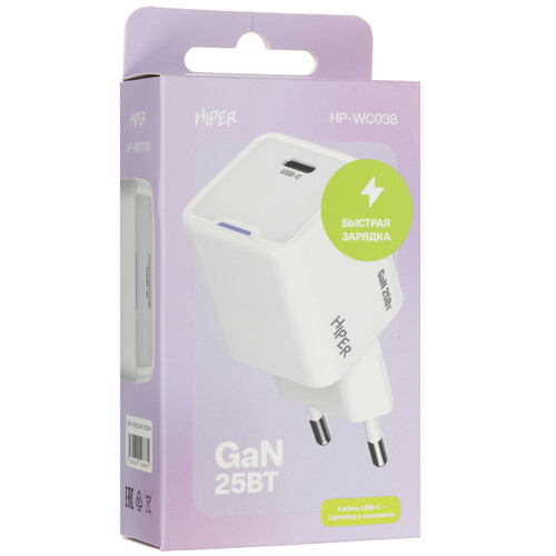 Купить Сетевое зарядное устройство HIPER HP-WC038 белый  5612954. Характеристики, отзывы и цены в Донецке