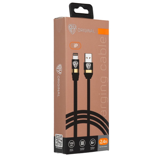 Купить Кабель плоский BY Lightning 8-pin - USB 2.0 Type-A черный 1 м  5482281. Характеристики, отзывы и цены в Донецке