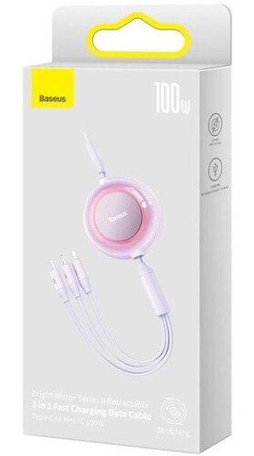 Купить Кабель автосмотка Baseus Lightning 8-pin, micro USB, USB Type-C - USB 2.0 Type-A фиолетовый 1.1 м  5627815. Характеристики, отзывы и цены в Донецке