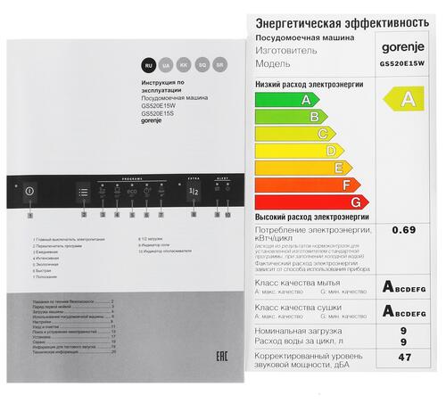 Купить Посудомоечная машина Gorenje GS520E15W белый  5351624. Характеристики, отзывы и цены в Донецке