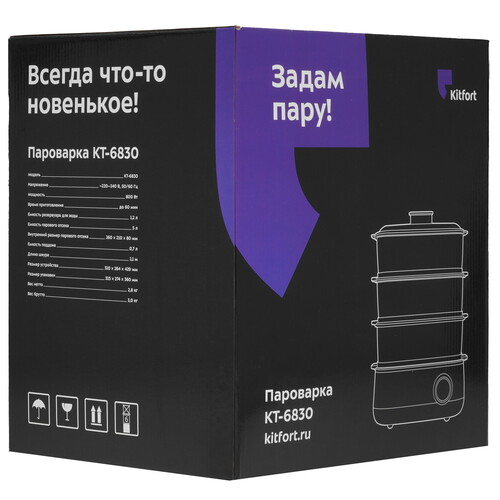 Купить Пароварка Kitfort КТ-6830 белый  9212794. Характеристики, отзывы и цены в Донецке