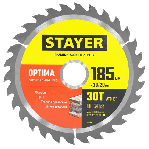 Купить Диск пильный STAYER 3681-185-30-30_z01  9107357. Характеристики, отзывы и цены в Донецке