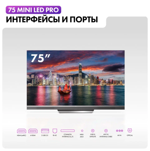 Купить 75" (190 см) Телевизор Haier 75 Mini LED Pro серый  5482821. Характеристики, отзывы и цены в Донецке