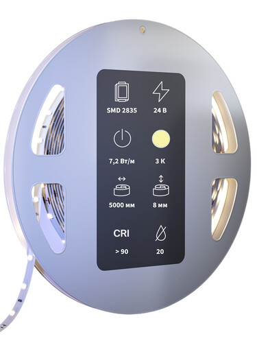 Купить Светодиодная лента Maytoni 24В 2835 7.2Вт/м 3000К 5м IP 20  9185005. Характеристики, отзывы и цены в Донецке