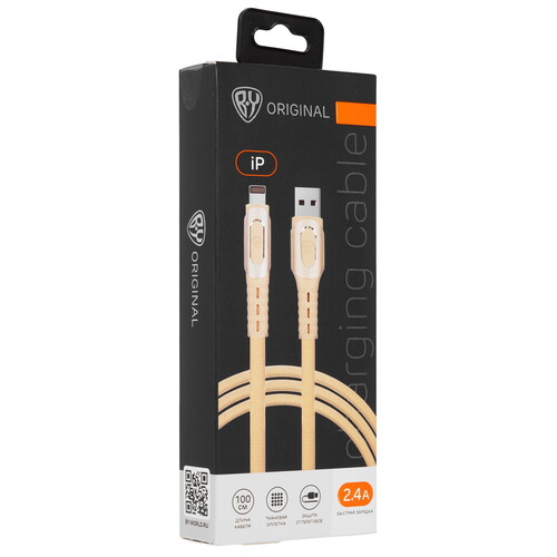 Купить Кабель круглый BY Lightning 8-pin - USB 2.0 Type-A золотистый 1 м  5482272. Характеристики, отзывы и цены в Донецке