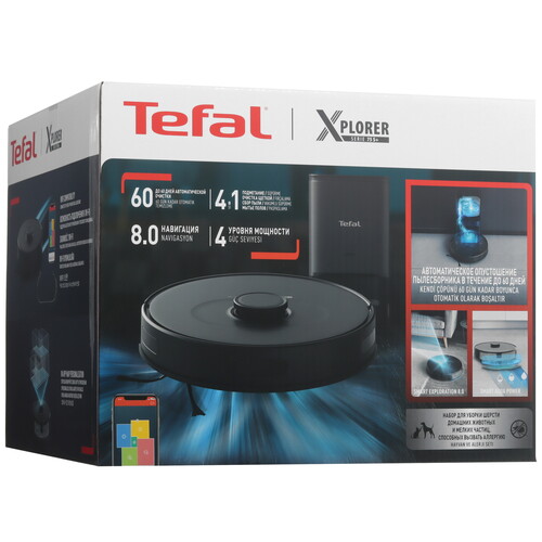 Купить Робот-пылесос Tefal X-plorer Serie 75 S+ RG8595WH черный  5495635. Характеристики, отзывы и цены в Донецке