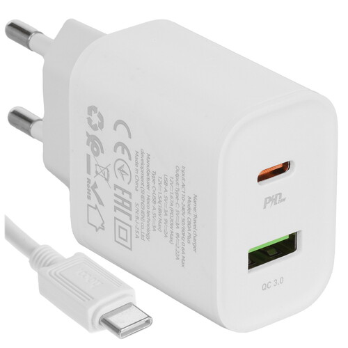 Купить Сетевое зарядное устройство Hoco C80A Plus Rapido белый  5636750. Характеристики, отзывы и цены в Донецке