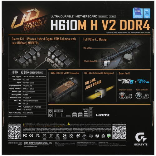 Купить Материнская плата GIGABYTE H610M H V2 DDR4  5402215. Характеристики, отзывы и цены в Донецке