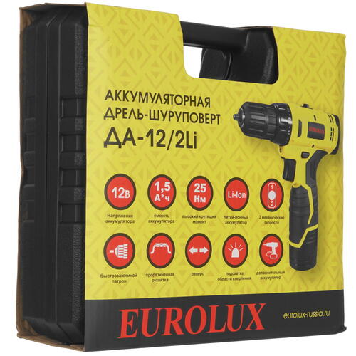 Купить Дрель-шуруповерт Eurolux ДА-12/2Li  9950664. Характеристики, отзывы и цены в Донецке