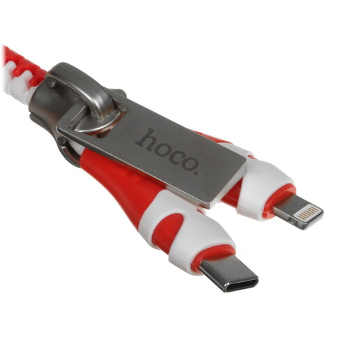 Купить Кабель круглый Hoco Lightning 8-pin, USB Type-C - USB 2.0 Type-A красный 1.2 м  5470824. Характеристики, отзывы и цены в Донецке
