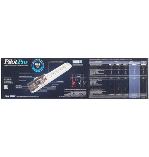 Купить Сетевой фильтр Pilot PRO USB белый  9056392. Характеристики, отзывы и цены в Донецке