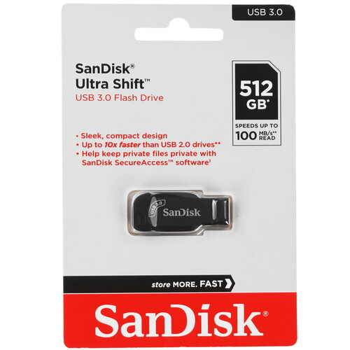 Купить Память USB Flash 512 ГБ SanDisk Ultra Shift [13600-FM3BEF128]  5465377. Характеристики, отзывы и цены в Донецке