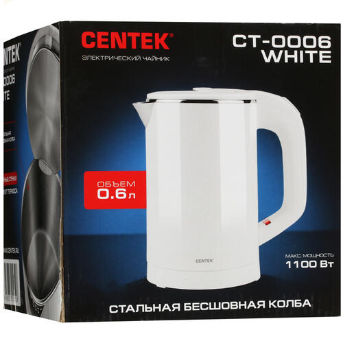 Купить Электрочайник Centek CT-0006 белый  5331682. Характеристики, отзывы и цены в Донецке