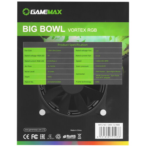 Купить Вентилятор GameMAX GMX-12-RBB  9908127. Характеристики, отзывы и цены в Донецке