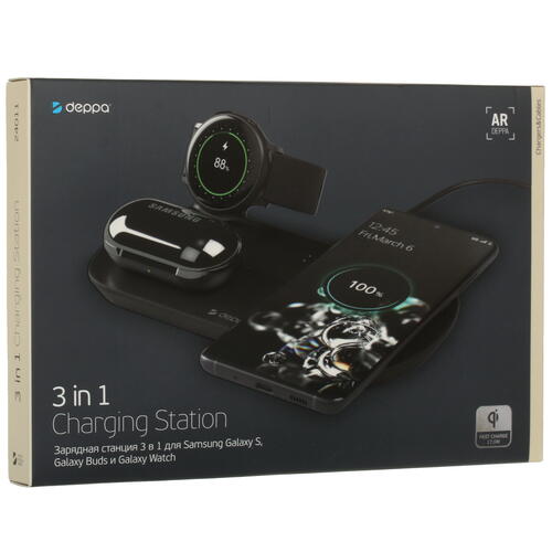 Купить Беспроводное зарядное устройство DEPPA Charging Station 3-in-1 for Samsung черный  4818361. Характеристики, отзывы и цены в Донецке