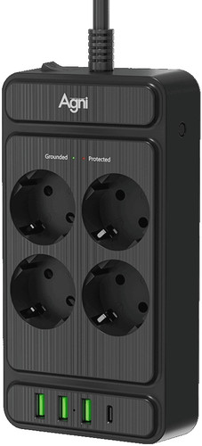 Купить Сетевой фильтр AGNI TP-FS4U4E-PD черный  9289280. Характеристики, отзывы и цены в Донецке
