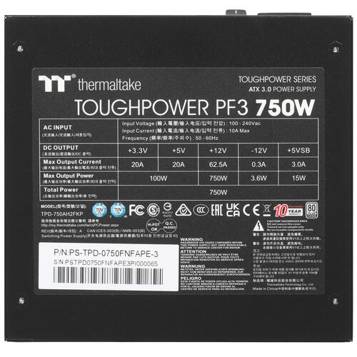 Купить Блок питания Thermaltake Toughpower PF3 750W [PS-TPD-0750FNFAPx-3] черный  5415976. Характеристики, отзывы и цены в Донецке