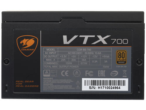 Купить Блок питания Cougar VTX700  1212163. Характеристики, отзывы и цены в Донецке