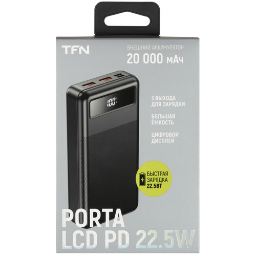Купить Портативный аккумулятор TFN Porta LCD PD 20 черный  5465310. Характеристики, отзывы и цены в Донецке