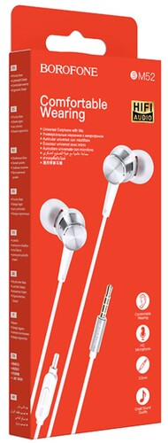 Купить Проводные наушники Borofone BM52 Revering серебристый 2025  9237776. Характеристики, отзывы и цены в Донецке