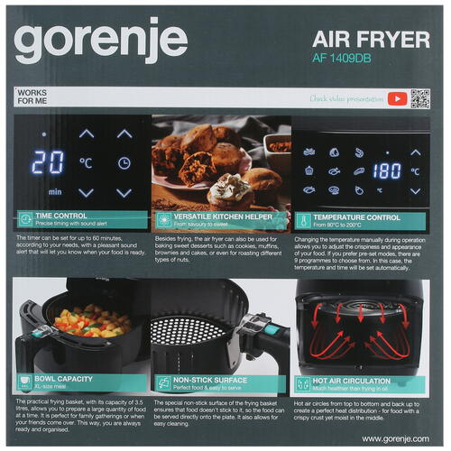 Купить Аэрогриль Gorenje AF1409DB черный  9932710. Характеристики, отзывы и цены в Донецке