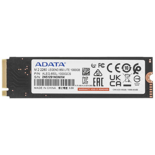 Купить 1000 ГБ M.2 NVMe накопитель ADATA LEGEND 850 LITE [ALEG-850L-1000GCS]  5449384. Характеристики, отзывы и цены в Донецке