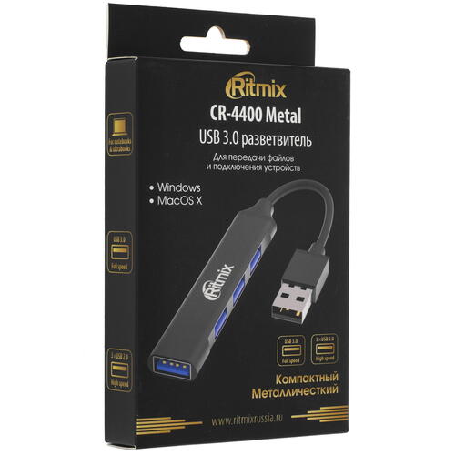 Купить USB-разветвитель Ritmix CR-4400  5037294. Характеристики, отзывы и цены в Донецке