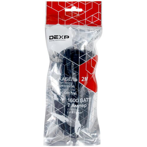 Купить Кабель питания DEXP IEC 320 C7 - CEE 7/16  1281282. Характеристики, отзывы и цены в Донецке