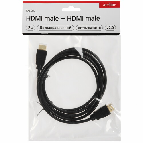 Купить Кабель  Aceline HDMI - HDMI, 2 м  9143448. Характеристики, отзывы и цены в Донецке