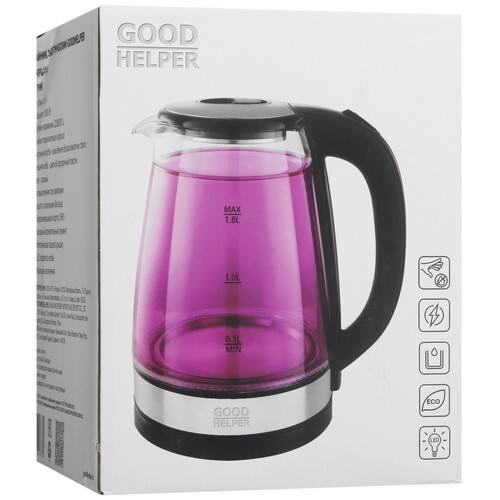 Купить Электрочайник Goodhelper KPG-1810 розовый  9304896. Характеристики, отзывы и цены в Донецке