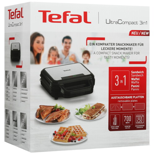 Купить Сэндвичница Tefal UltraCompact SW383D10 черный  5606948. Характеристики, отзывы и цены в Донецке