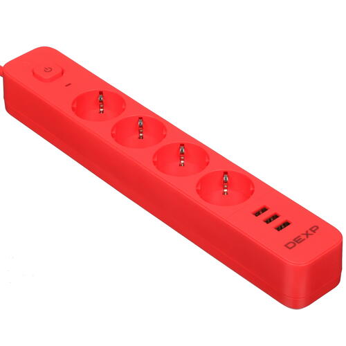 Купить Сетевой фильтр DEXP Intensity 418WU Red красный  5419958. Характеристики, отзывы и цены в Донецке