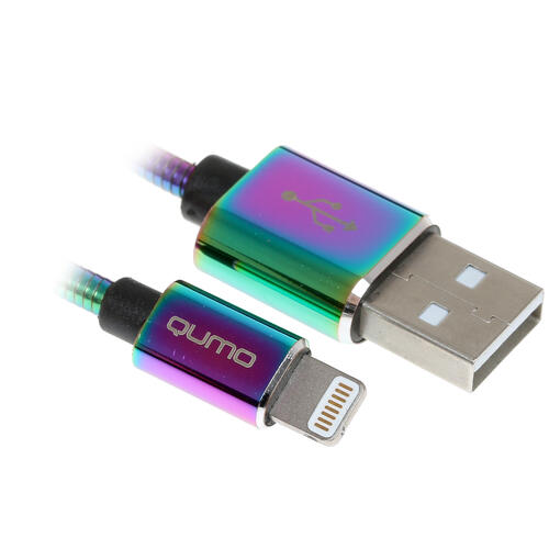 Купить Кабель круглый QUMO Lightning 8-pin MFI - USB 2.0 Type-A разноцветный 1 м  1307426. Характеристики, отзывы и цены в Донецке