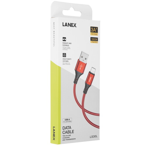 Купить Кабель круглый LANEX Lightning 8-pin - USB 2.0 Type-A красный 1 м  9280461. Характеристики, отзывы и цены в Донецке