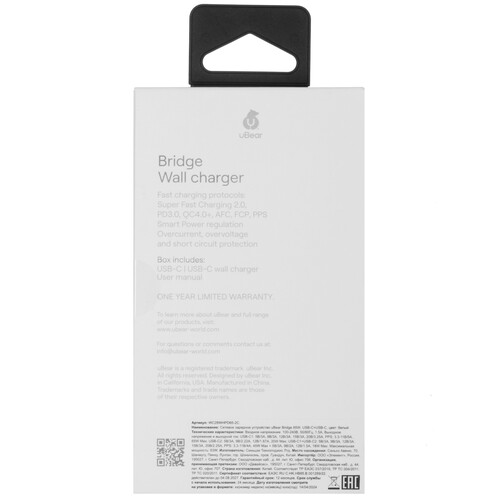 Купить Сетевое зарядное устройство uBear Bridge 65 белый  5466115. Характеристики, отзывы и цены в Донецке