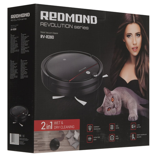 Купить Робот-пылесос Redmond RV-R280 черный  5370738. Характеристики, отзывы и цены в Донецке