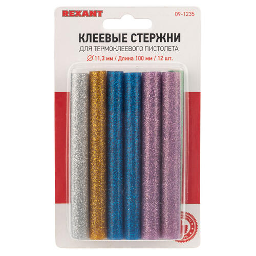 Купить Стержни клеевые Rexant 09-1235 зеленый, золотой, красный, серебряный  1142865. Характеристики, отзывы и цены в Донецке