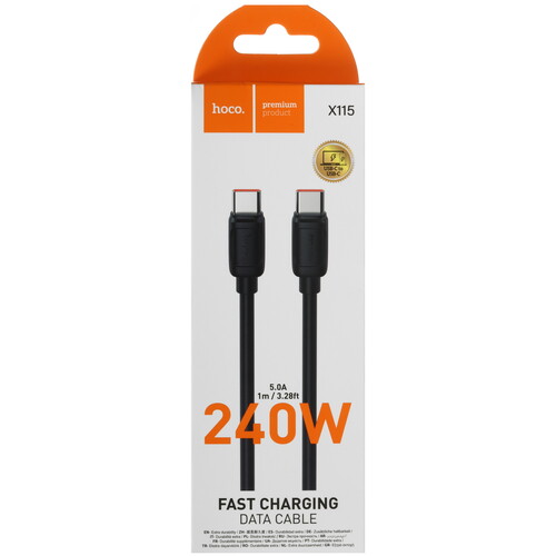 Купить Кабель круглый Hoco USB Type-C - USB Type-C черный 1 м  5635394. Характеристики, отзывы и цены в Донецке